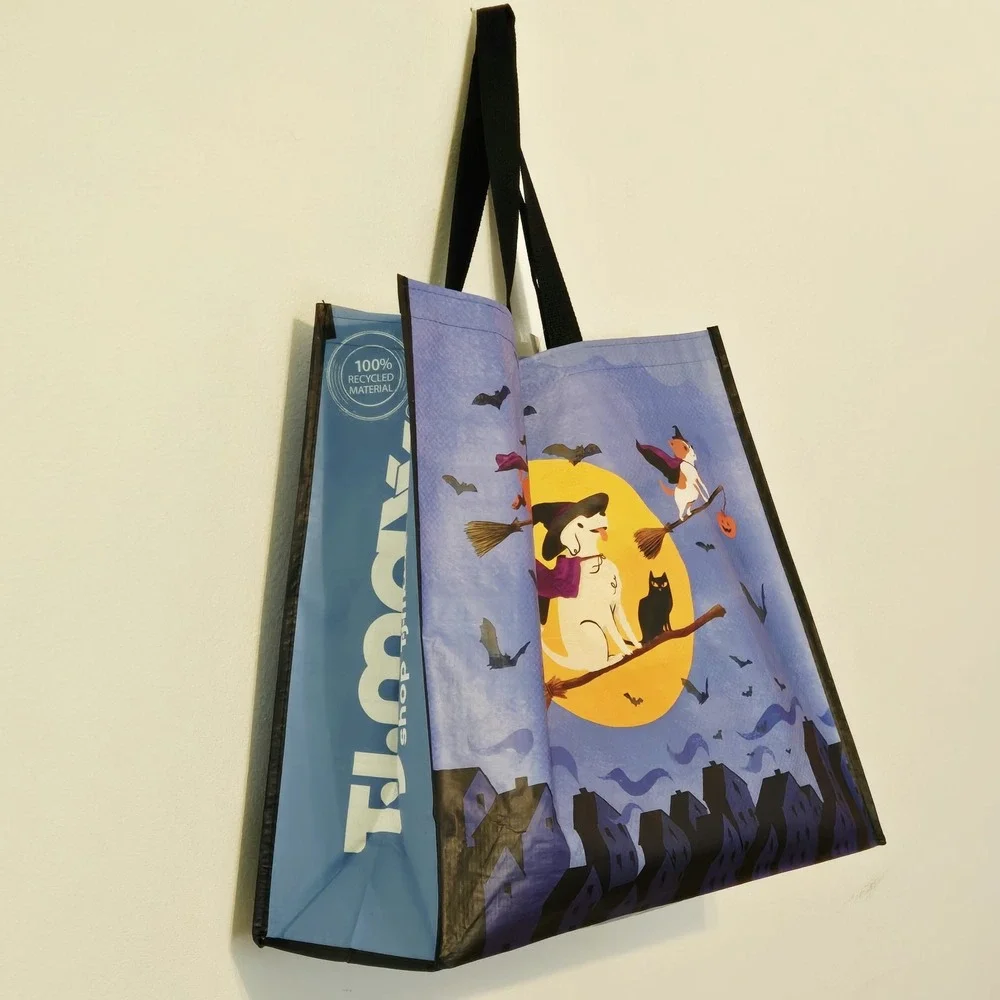 Halloween Dog Dogs Flying Witch Witches Bats Black Cat Full Moon Bag TJMaxx New